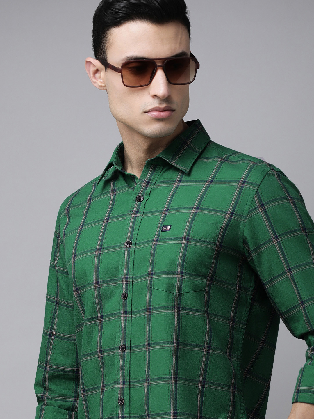 

Arrow Sport Men Green Original Slim Fit Tartan Checks Opaque Pure Cotton Casual Shirt