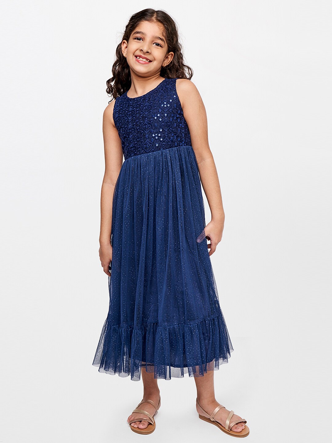 

Global Desi Blue Embellished Maxi Dress