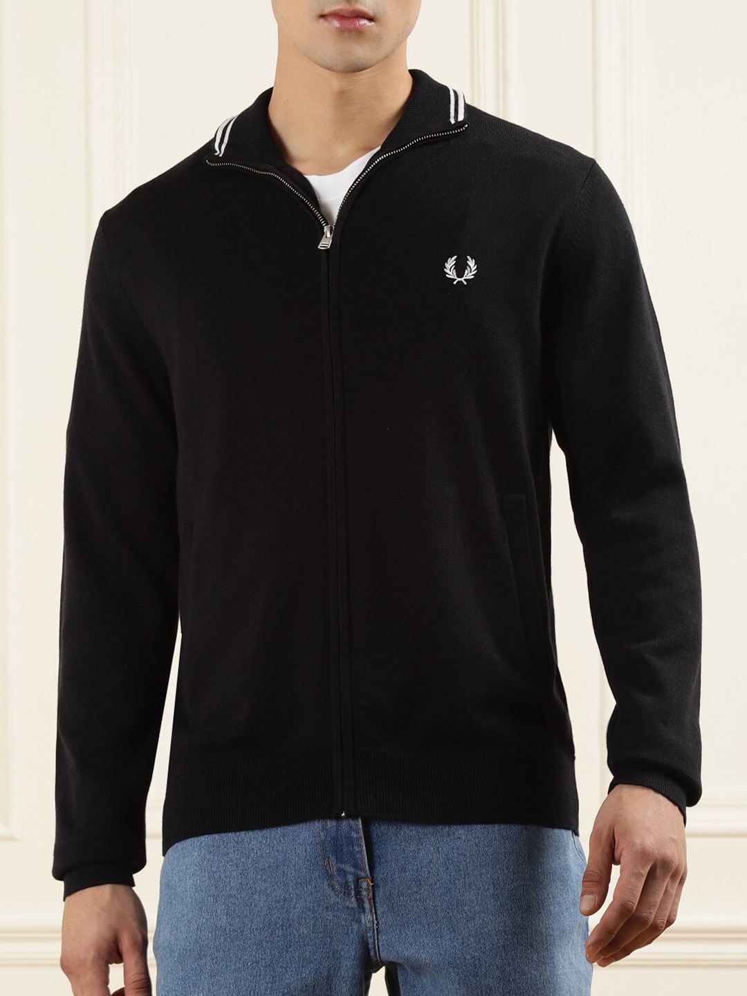 

Fred Perry Men Black Solid Cardigan