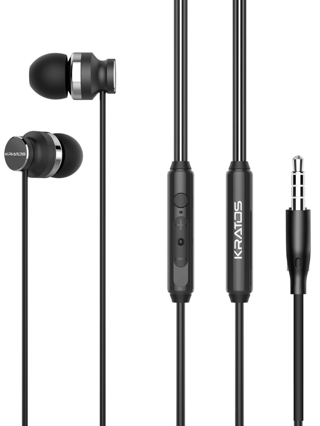 

Kratos Black Solid In-Ear Wired Headphones