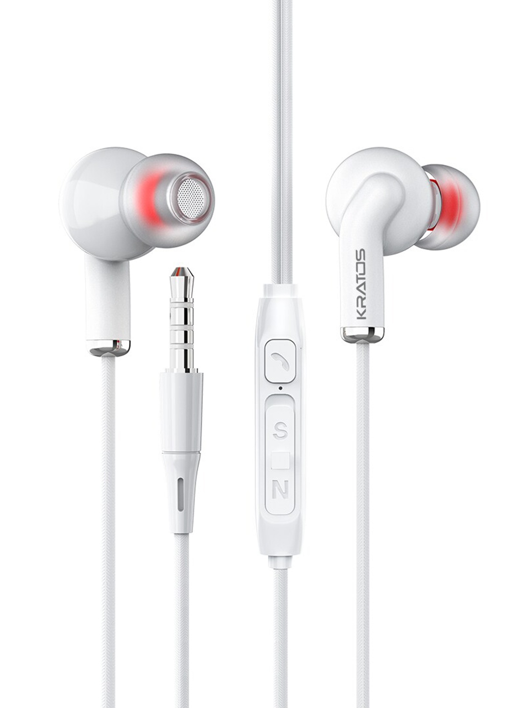 

Kratos White Solid Wired Earphone