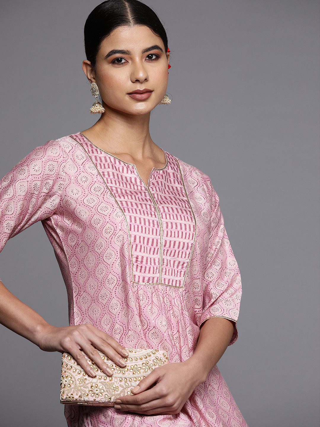 

Libas Women Pink Ethnic Motifs Printed Kurta