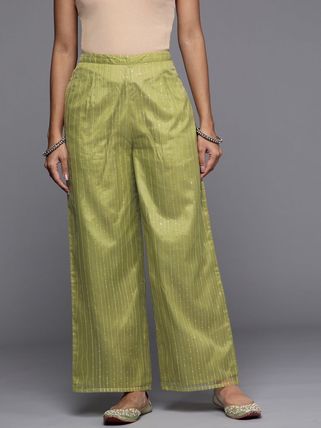 

Libas Women Green Embellished Ethnic Palazzos