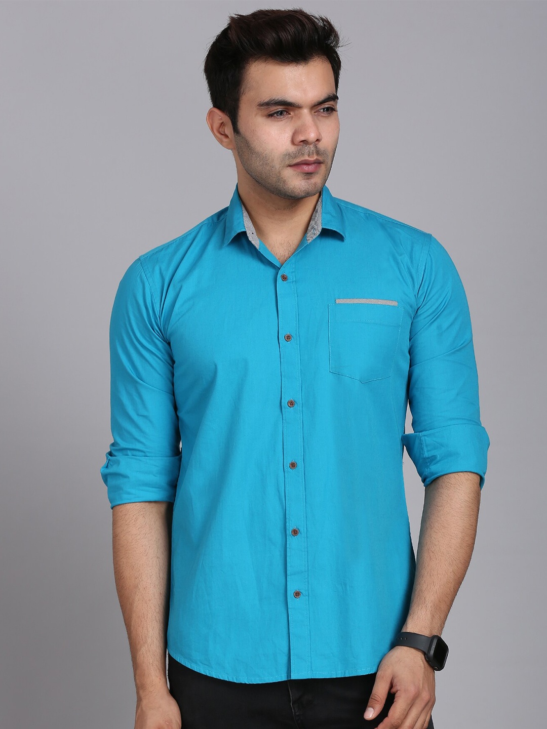

FINIVO FASHION Men Blue Standard Casual Shirt