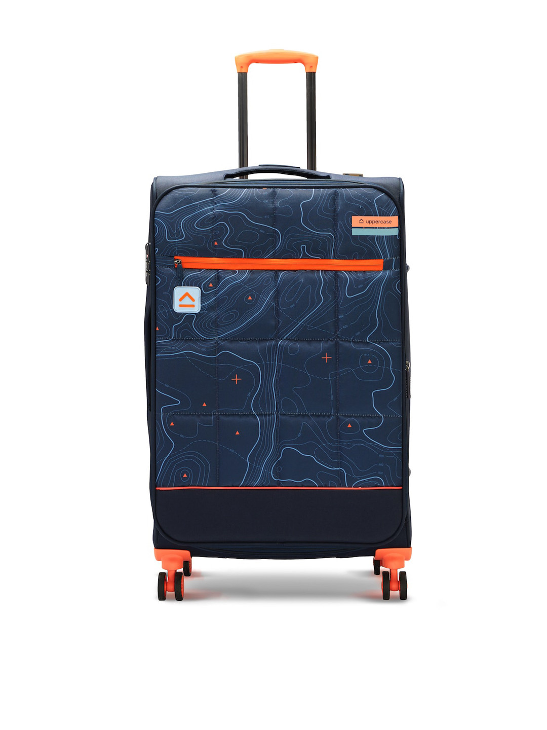 

uppercase Blue & Orange Printed Hard-Sided Large Sustainable Trolley Suitcase