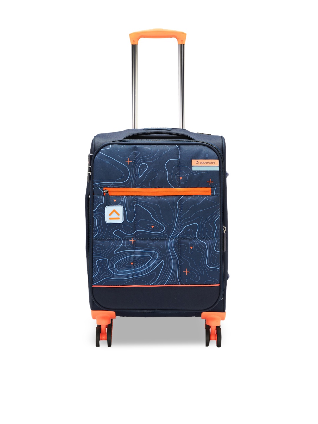 

uppercase Topo Printed Cabin -Size Sustainable Trolley Bag, Blue