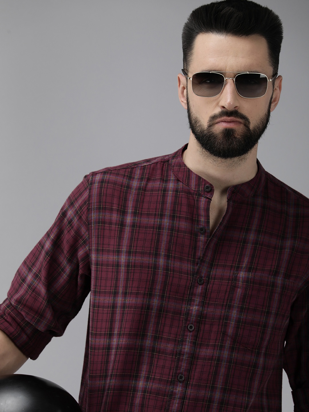 

Roadster Men Maroon Comfort Tartan Checks Pure Cotton Casual Shirt