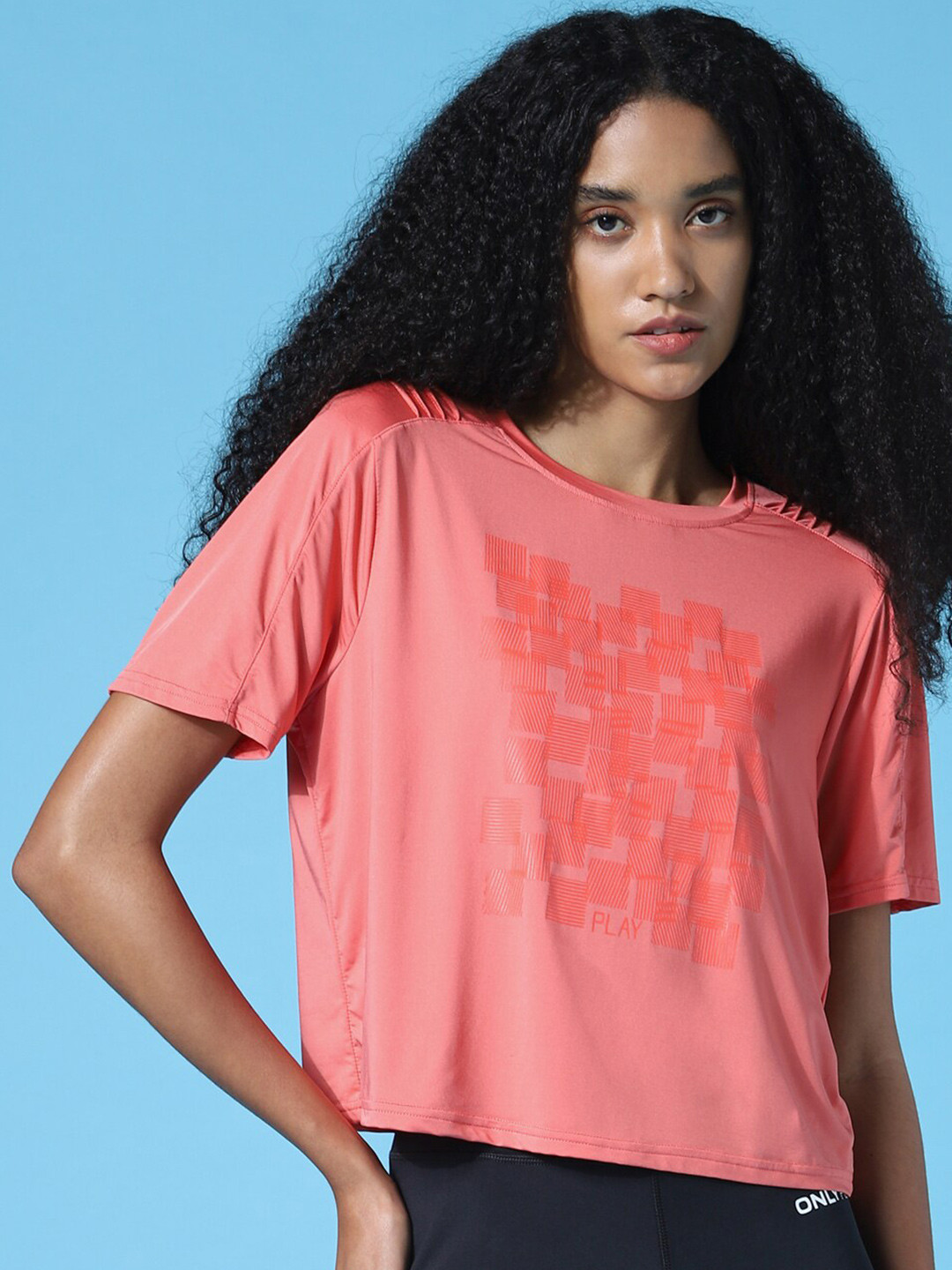 

ONLY PLAY Women Orange Graphic Solid T-shirt