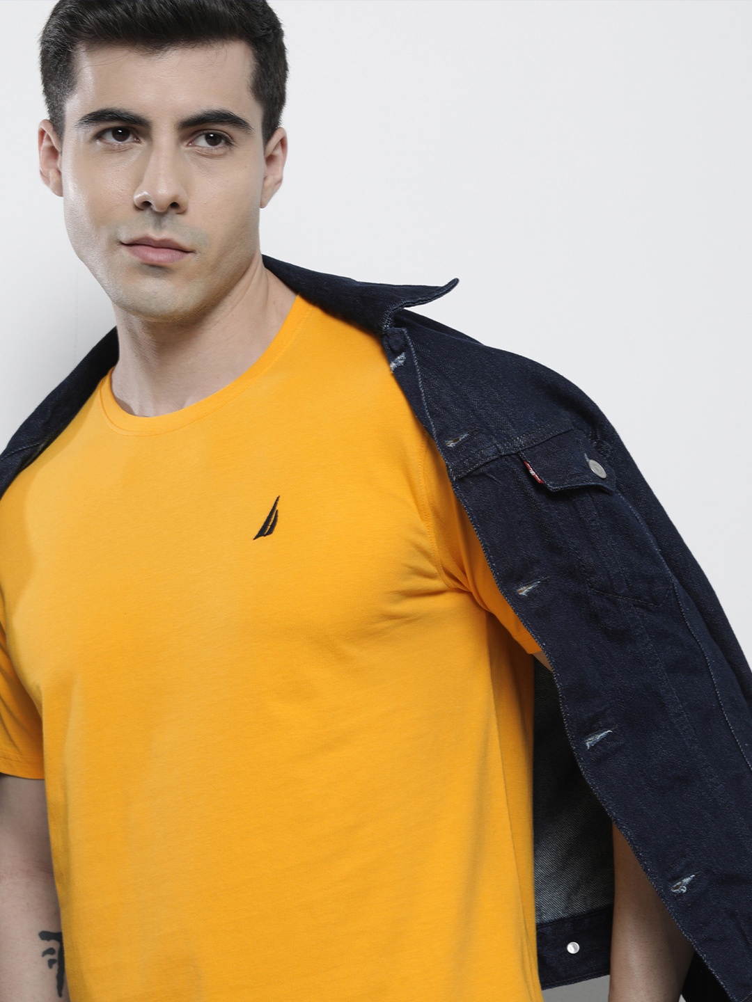 

Nautica Men Solid Pure Cotton T-shirt, Yellow