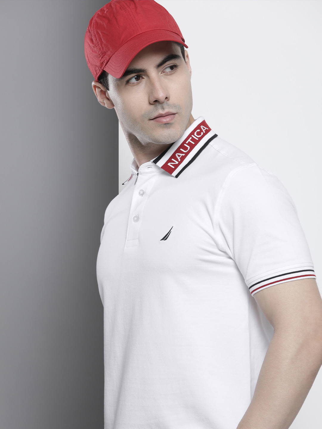 

Nautica Men Solid Polo Collar T-shirt, White