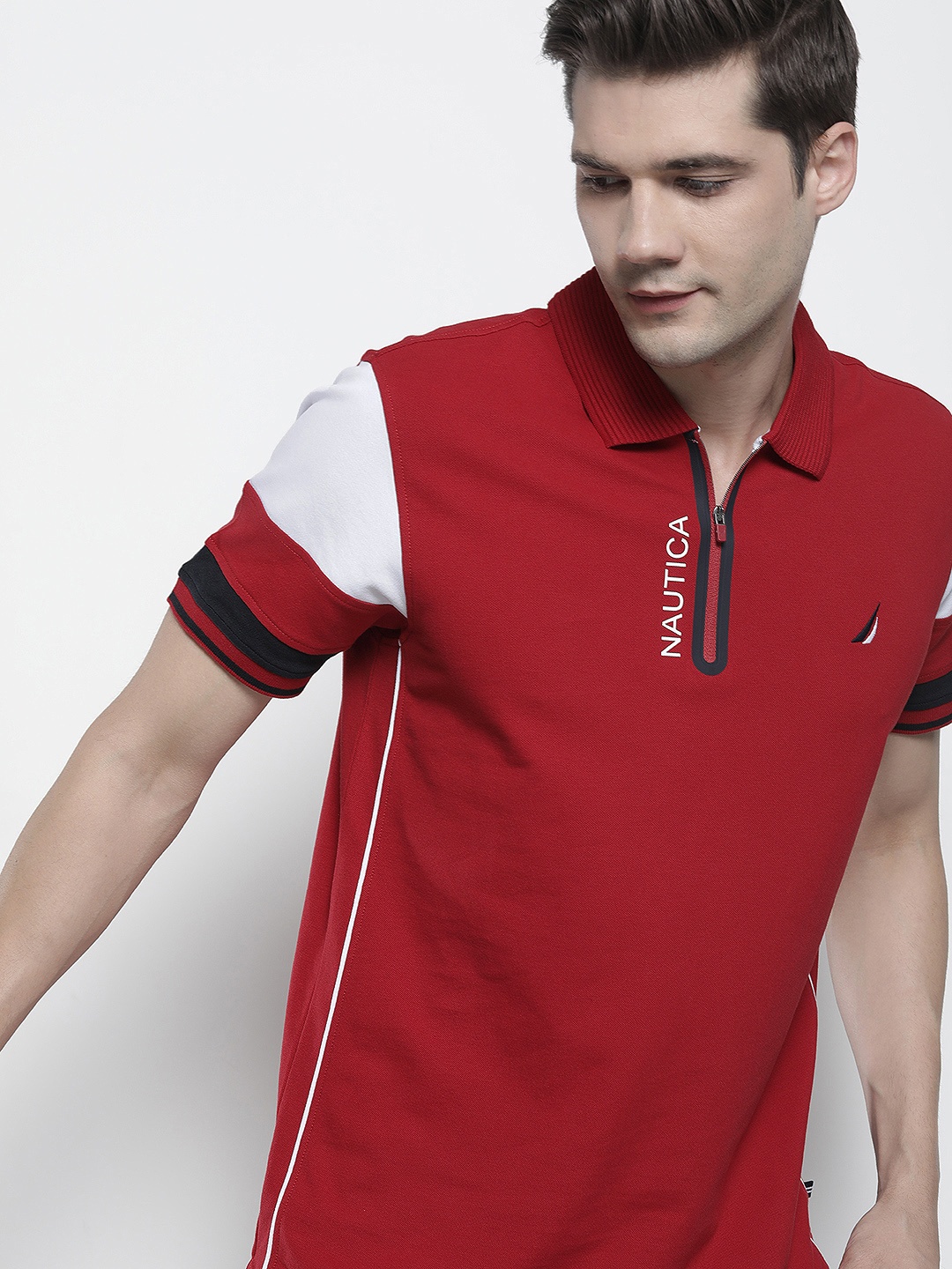 

Nautica Brand Logo Printed Polo Collar T-shirt, Red