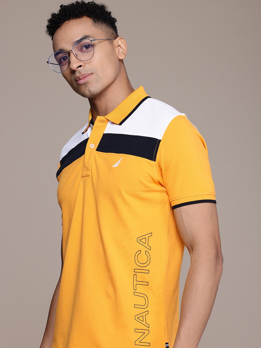 

Nautica Colourblocked Polo Collar Casual T-shirt, Yellow