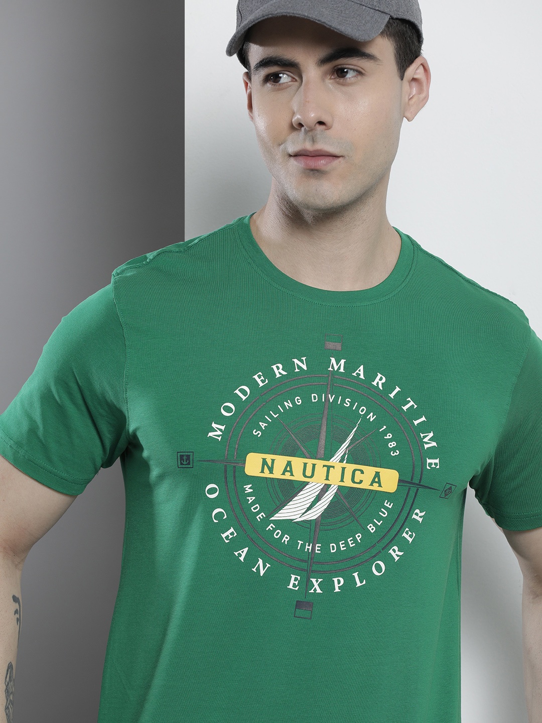 

Nautica Men Brand Logo Printed T-shirt, Green