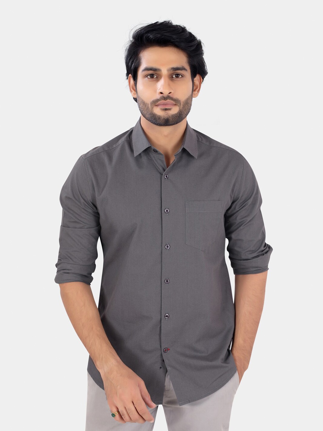 

VASTRADO Men cotton Grey Casual Shirt