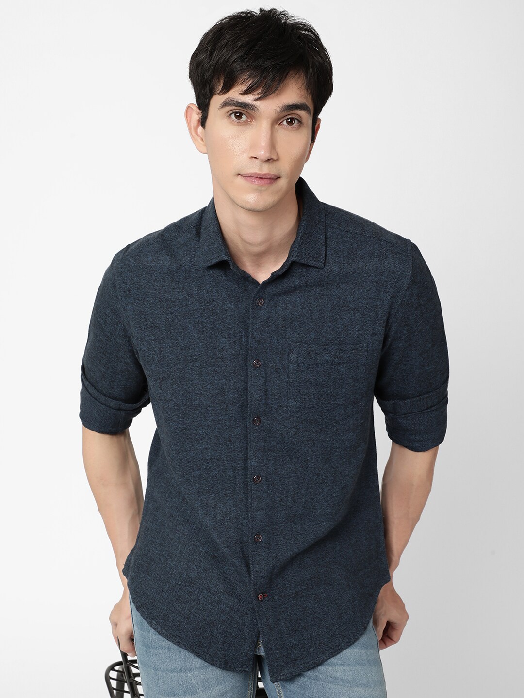 

VASTRADO Men Navy Blue Casual Shirt