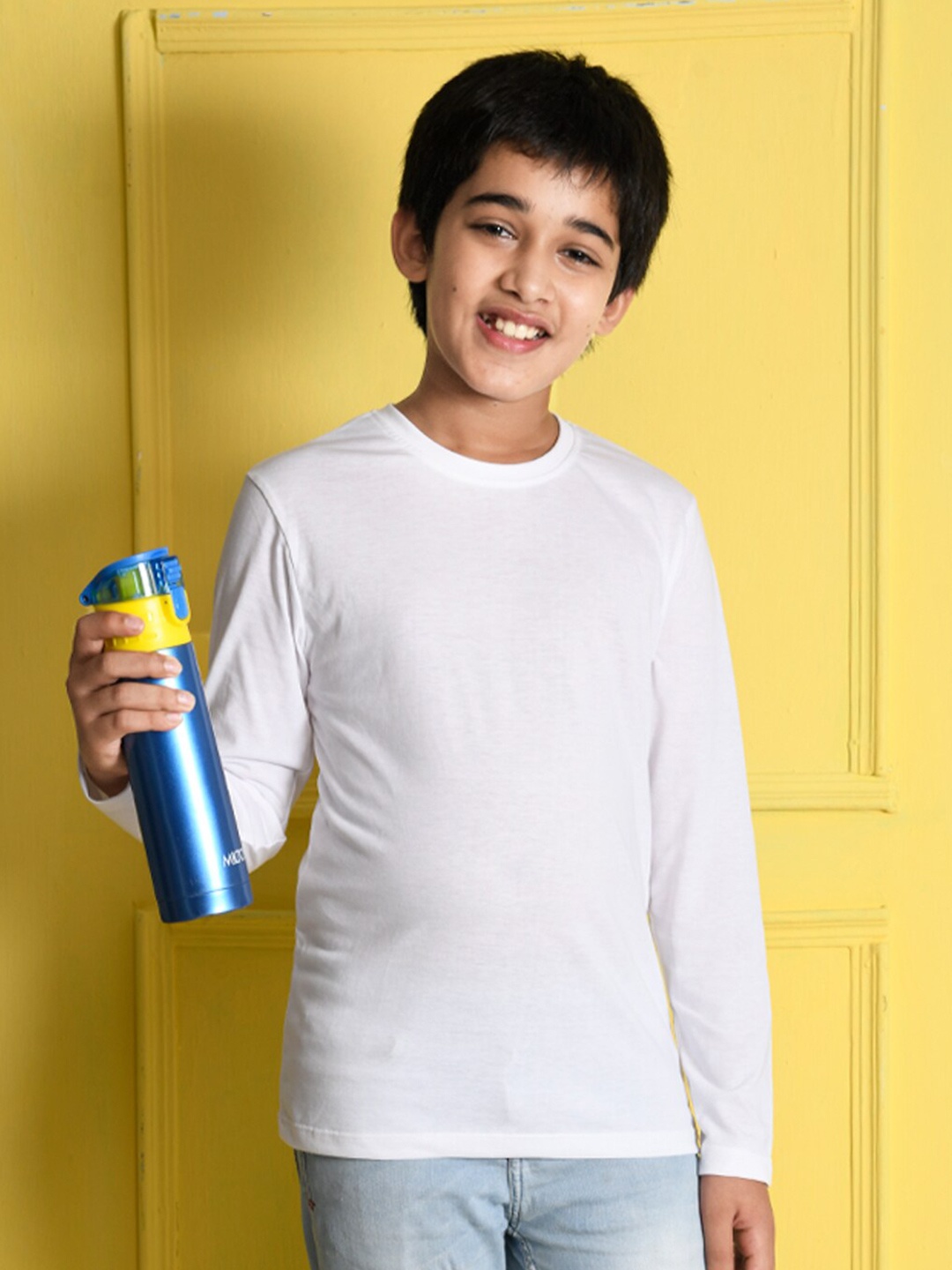 

NUSYL Boys White & Yellow Pack Of 3 Solid T-shirt