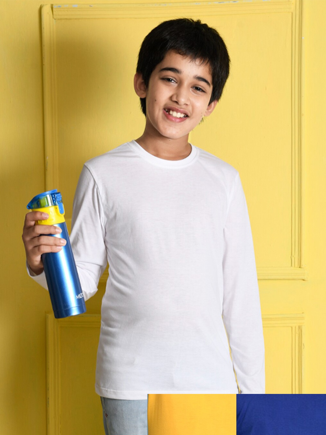 

NUSYL Boys White & Yellow Pack Of 3 Solid T-shirt