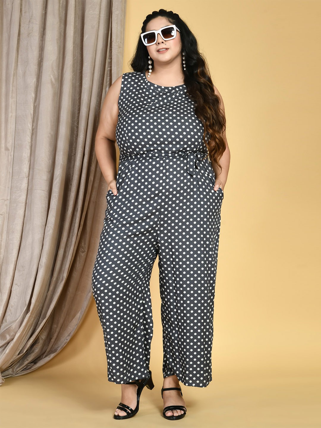 

PrettyPlus by Desinoor com Women Printed Basic Jumpsuit, Grey