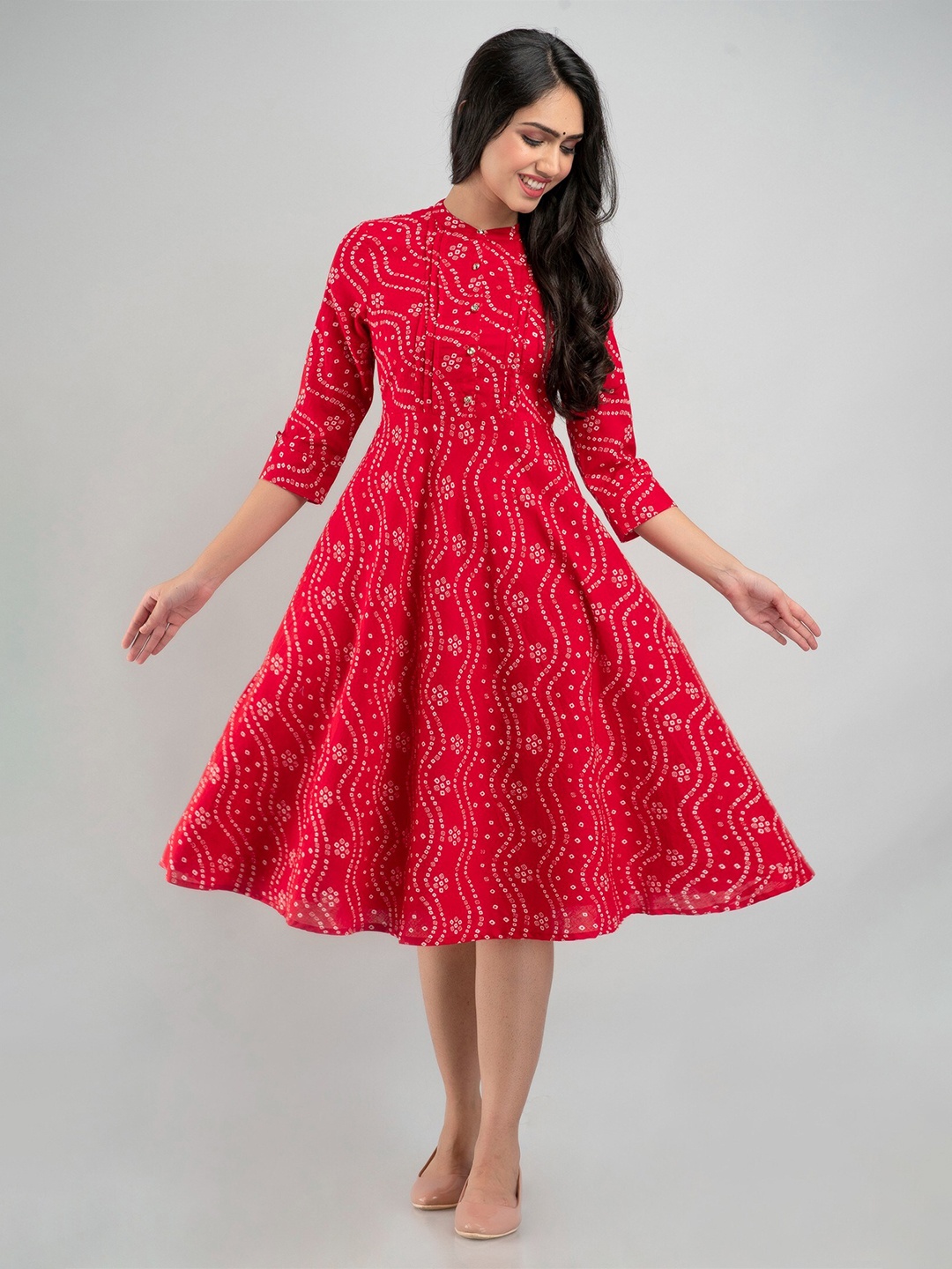 

Sutidora Red Ethnic Dress