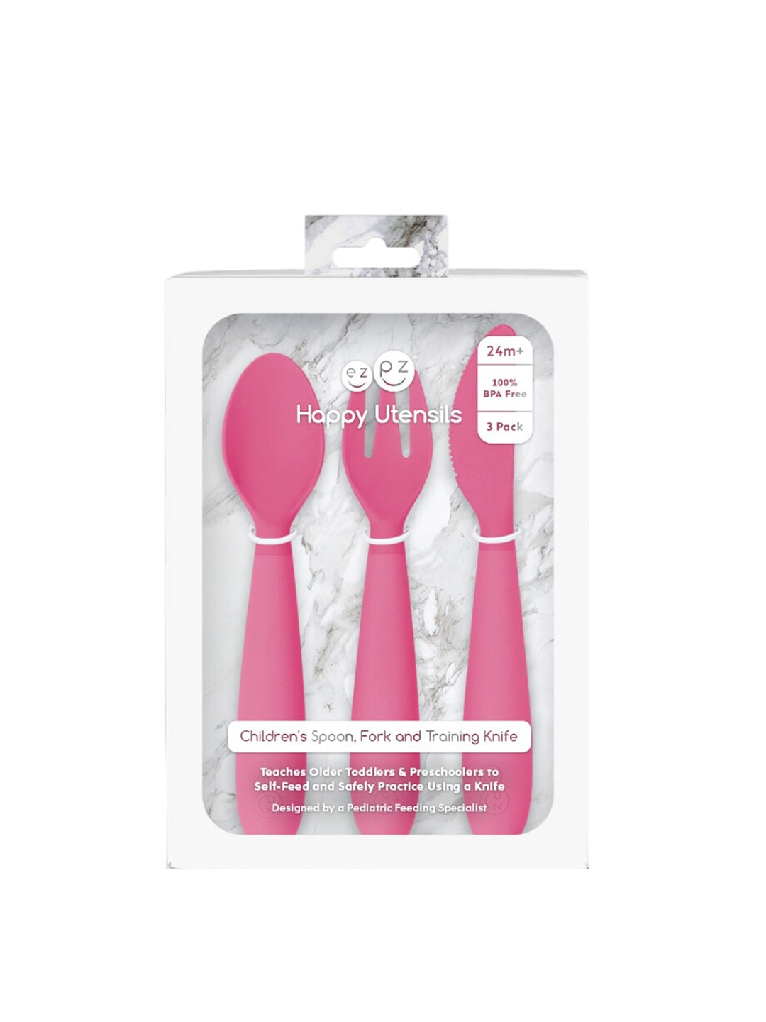 

ezpz Kids Set of 3 Pink Utensils