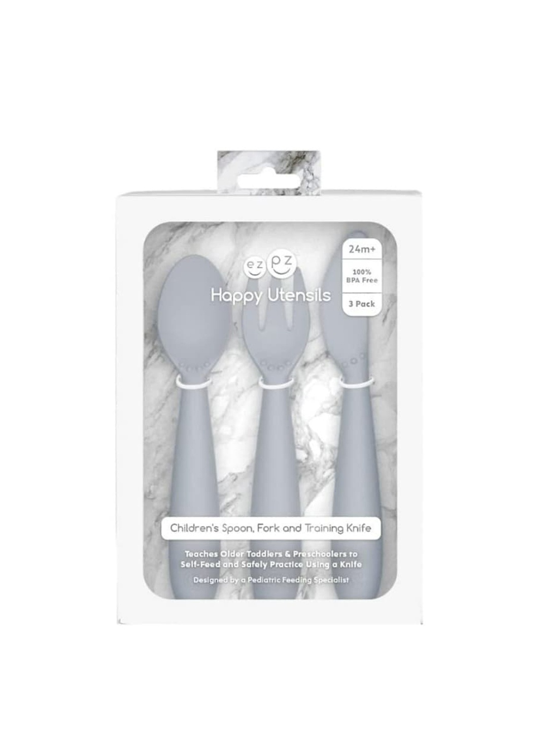 

ezpz Kids Grey Solid Baby Spoon Fork & Knives Set