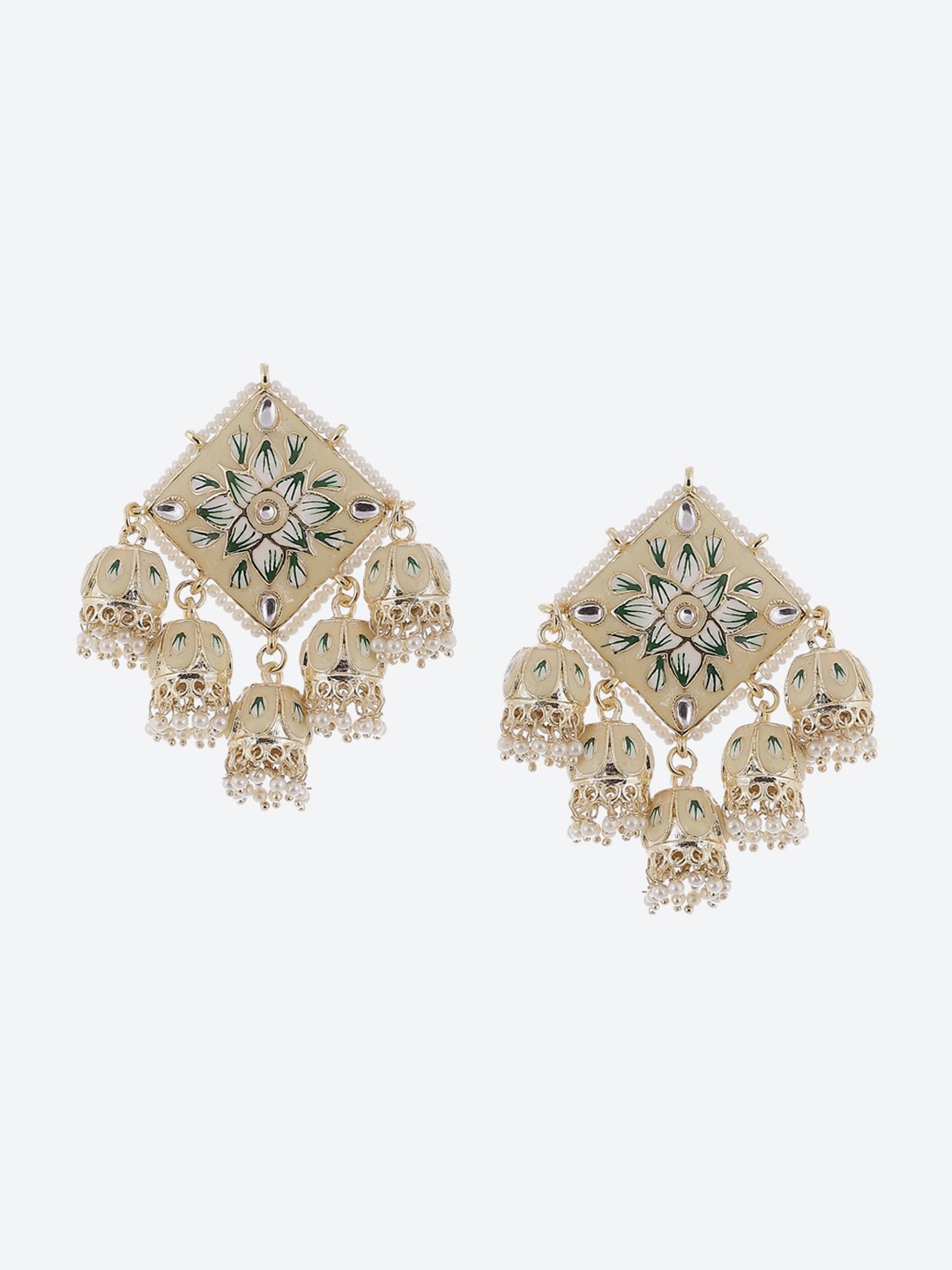 

Biba Cream-Coloured Geometric Drop Earrings