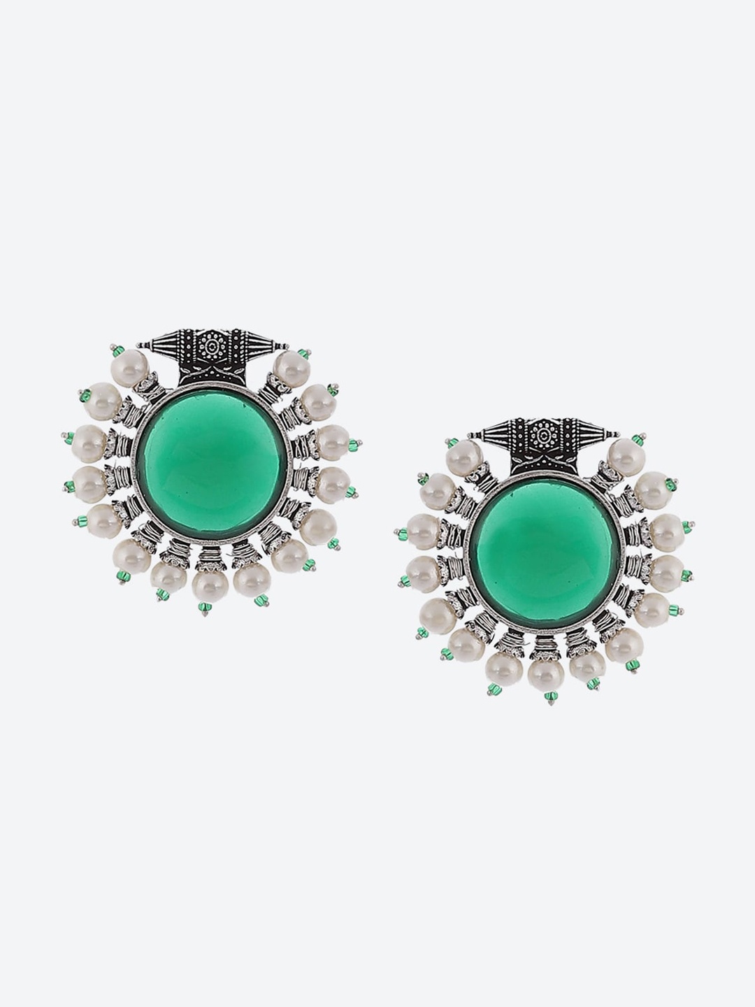 

Biba Green Spiked Silver Plated Studs Earrings