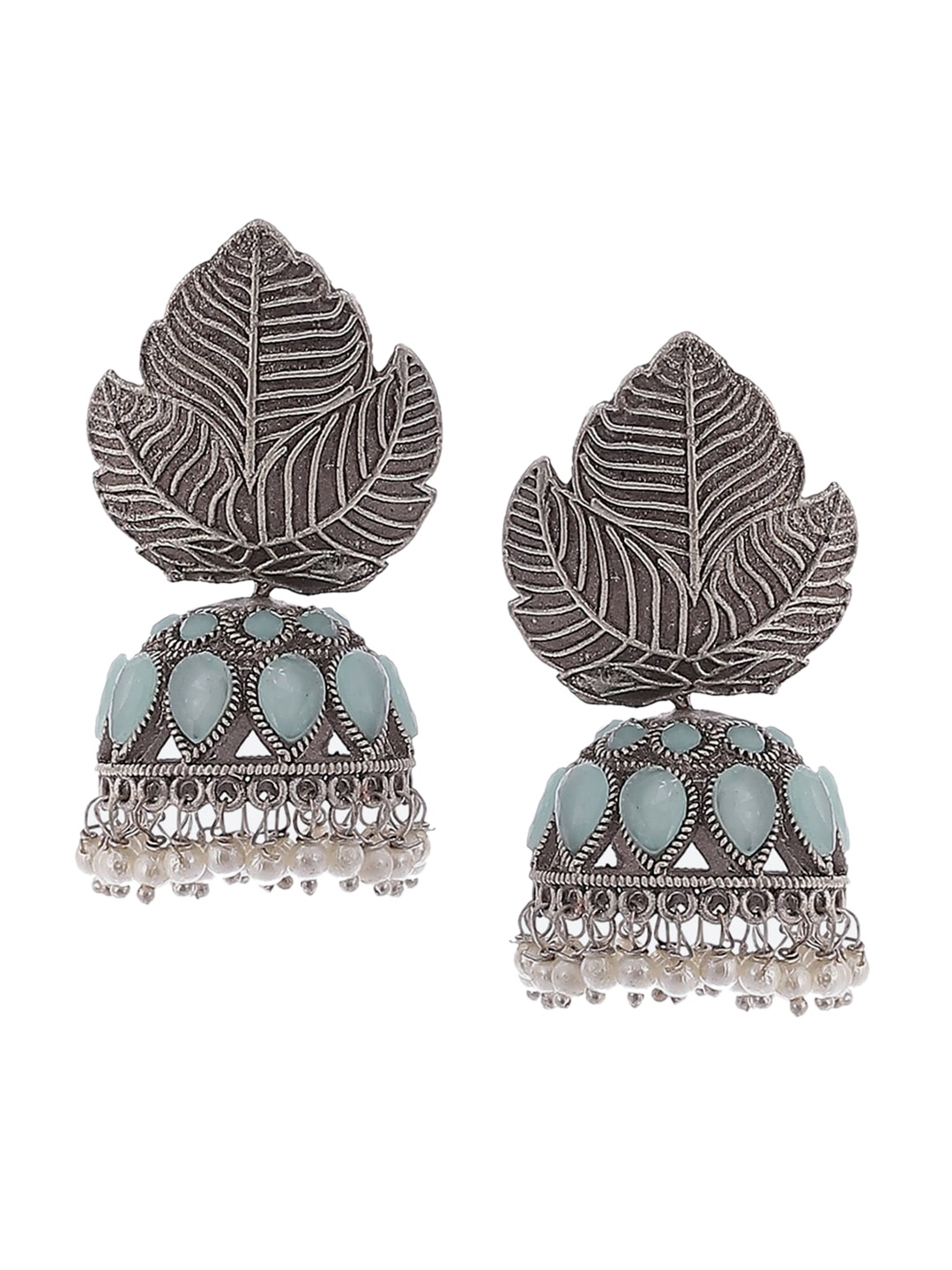 

Biba Blue Leaf Shaped Jhumkas Earrings