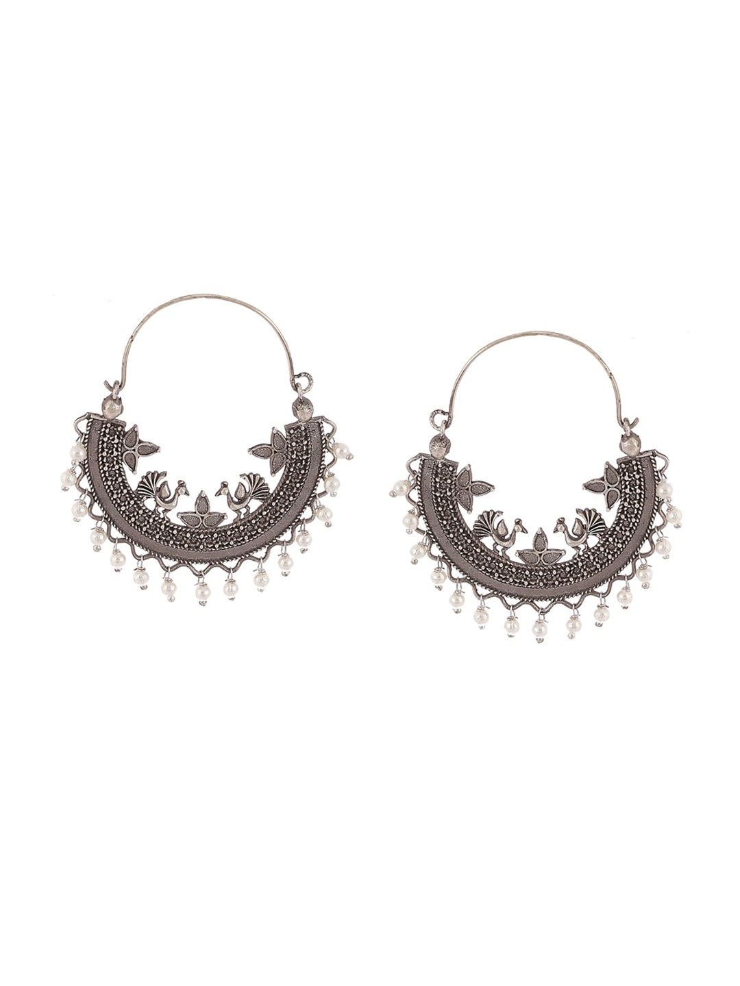 

Biba Women Silver Plated Hoop Earrings, Metallic