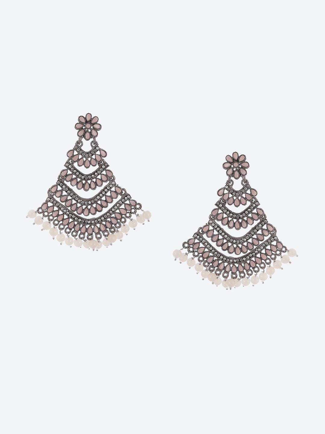 

Biba Gunmetal-Toned Contemporary Chandbalis Earrings, Metallic