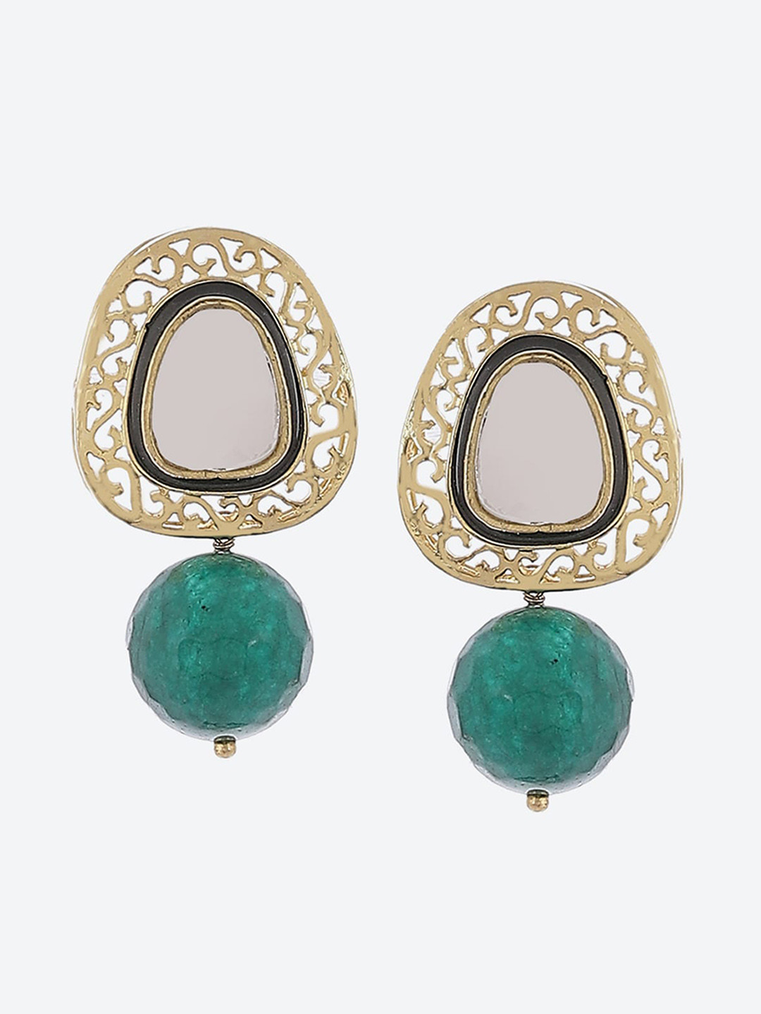 

Biba Women Green Gold Plated Drop Earrings
