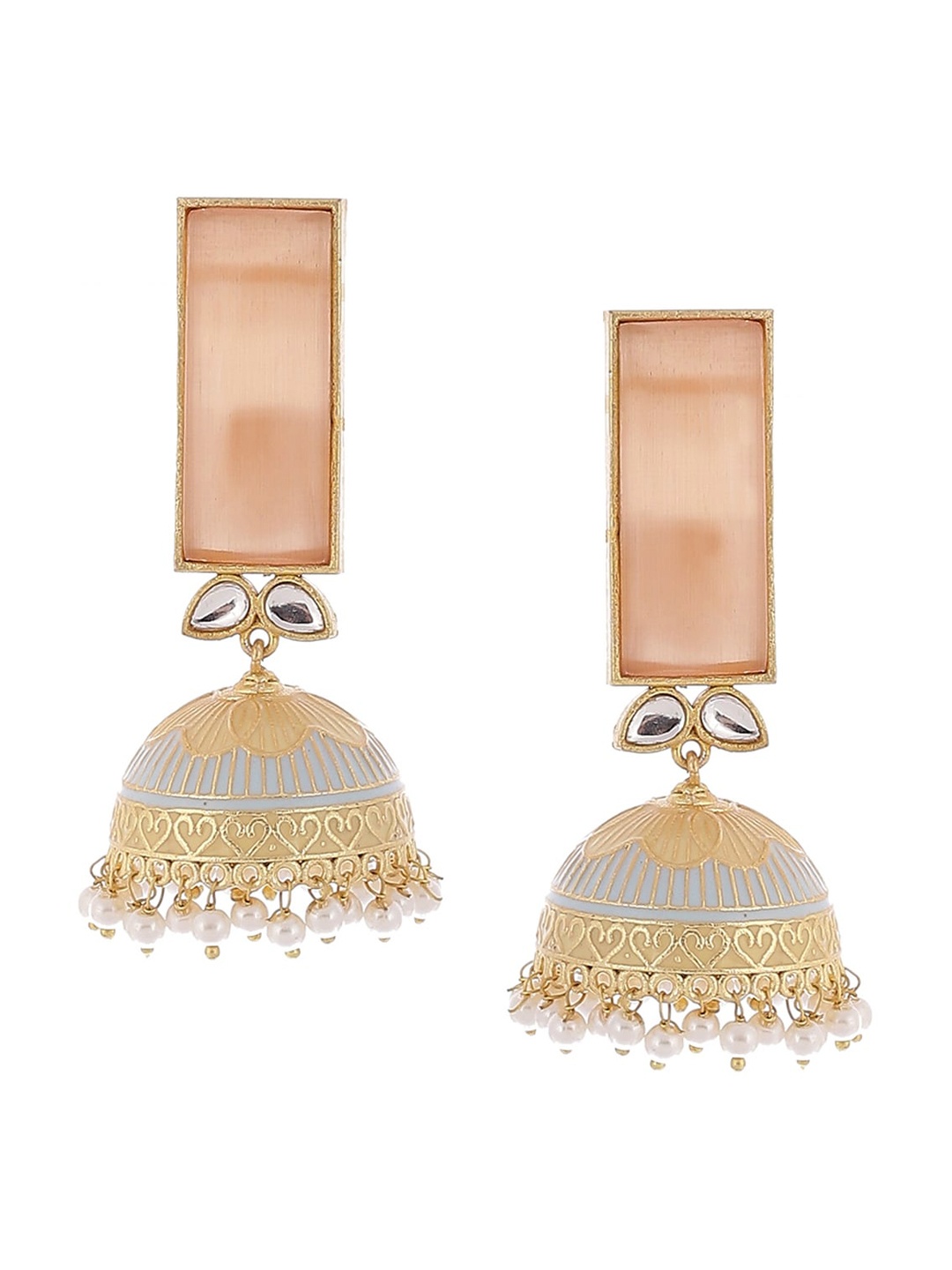 

Biba Gold-Plated Dome Shaped Jhumkas Earrings, Peach