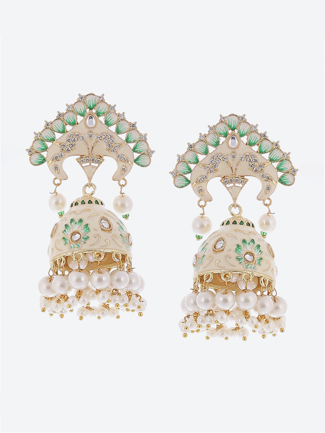 

Biba Gold-Plated Contemporary Jhumkas Earrings, Off white