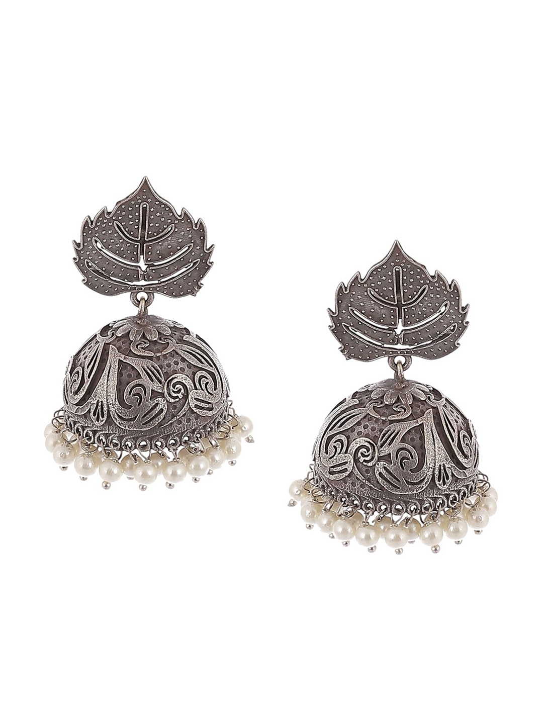 

Biba Gunmetal-Toned Contemporary Jhumkas Earrings, Metallic