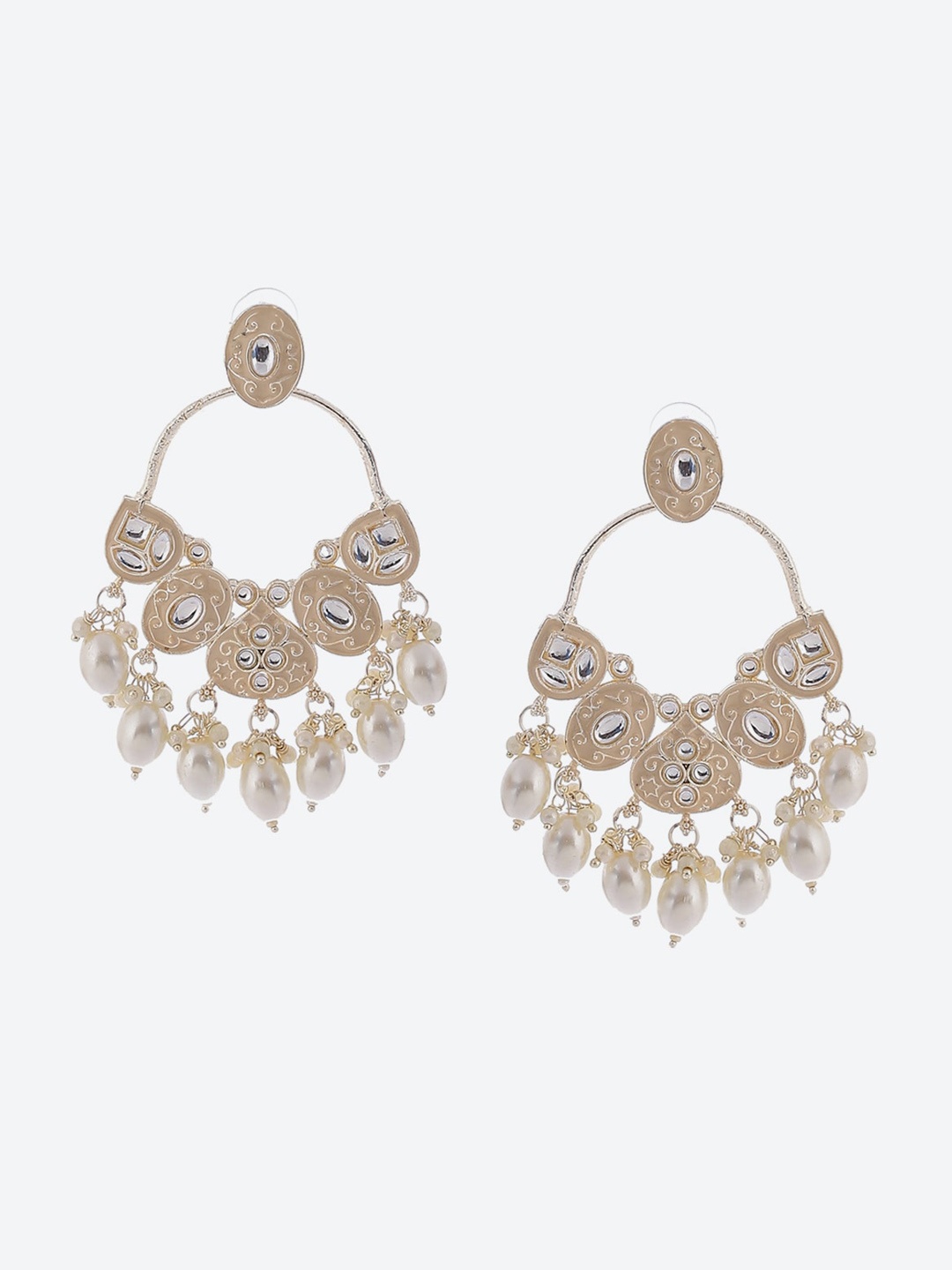 

Biba White & Gold-Toned Contemporary Chandbalis Earrings