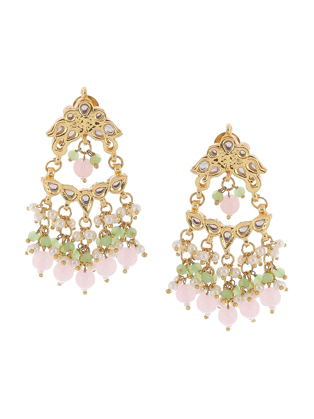 

Biba Women Gold Plated Contemporary Drop Earrings, Pink