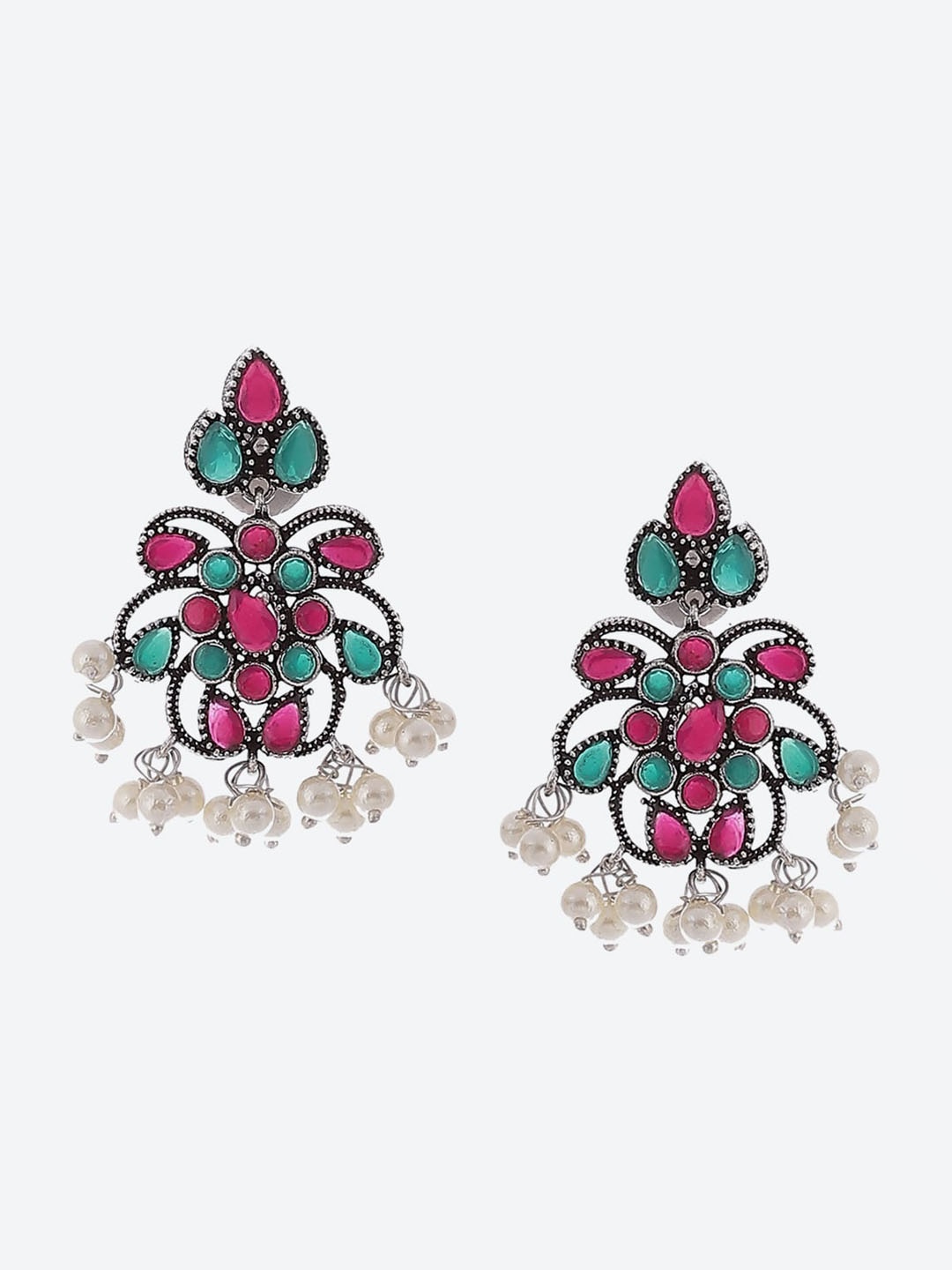 

Biba Green & Pink Contemporary Drop Earrings