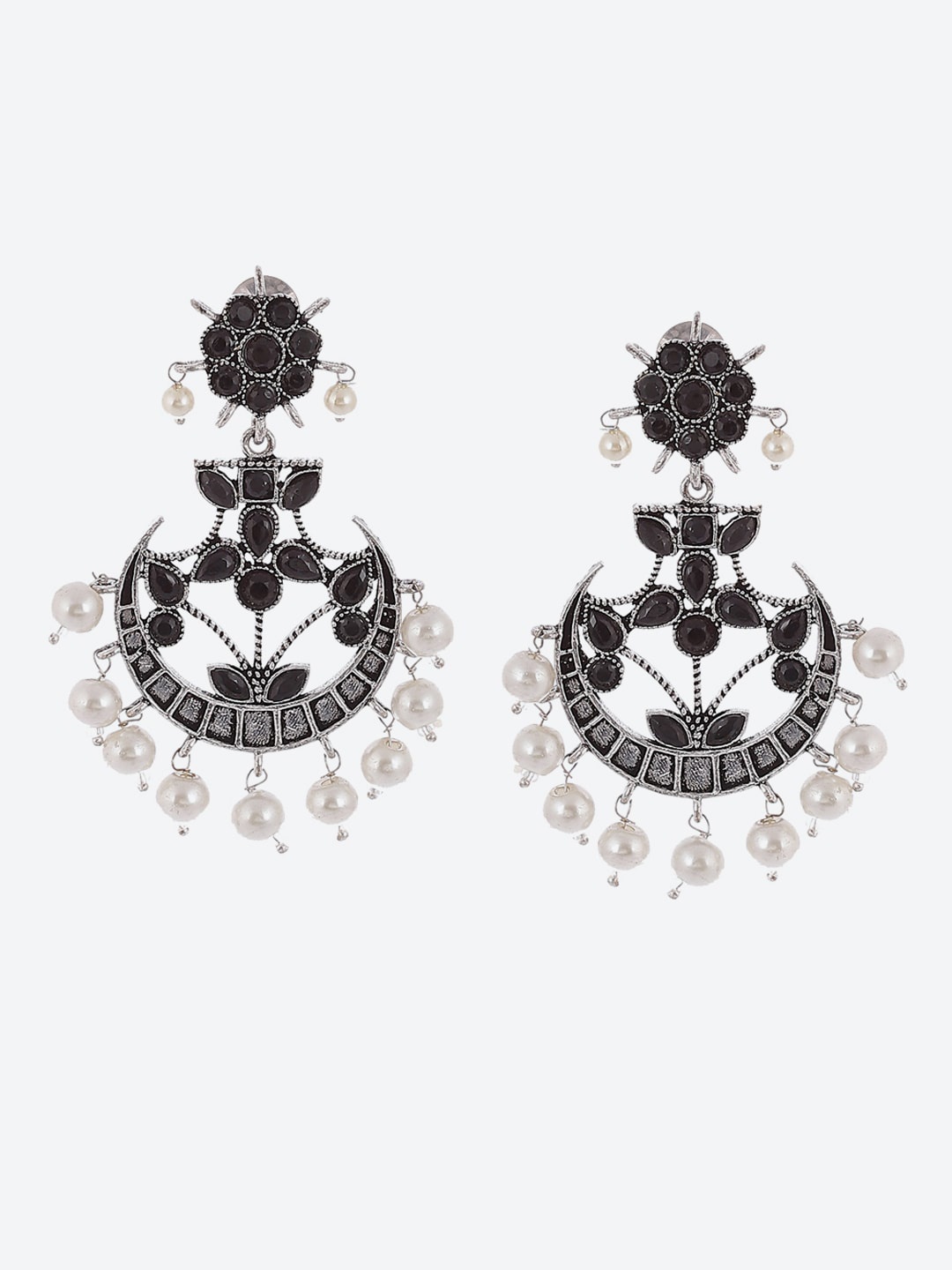 

Biba Gunmetal-Toned Contemporary Chandbalis Earrings, Metallic