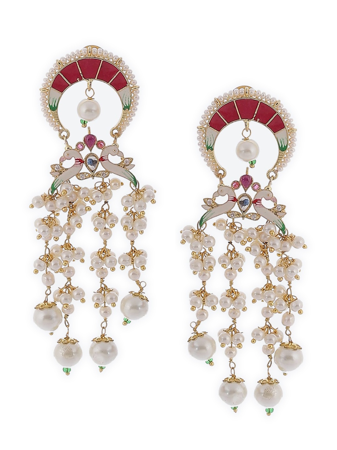 

Biba Pink & White Gold Plated Contemporary Drop Earrings