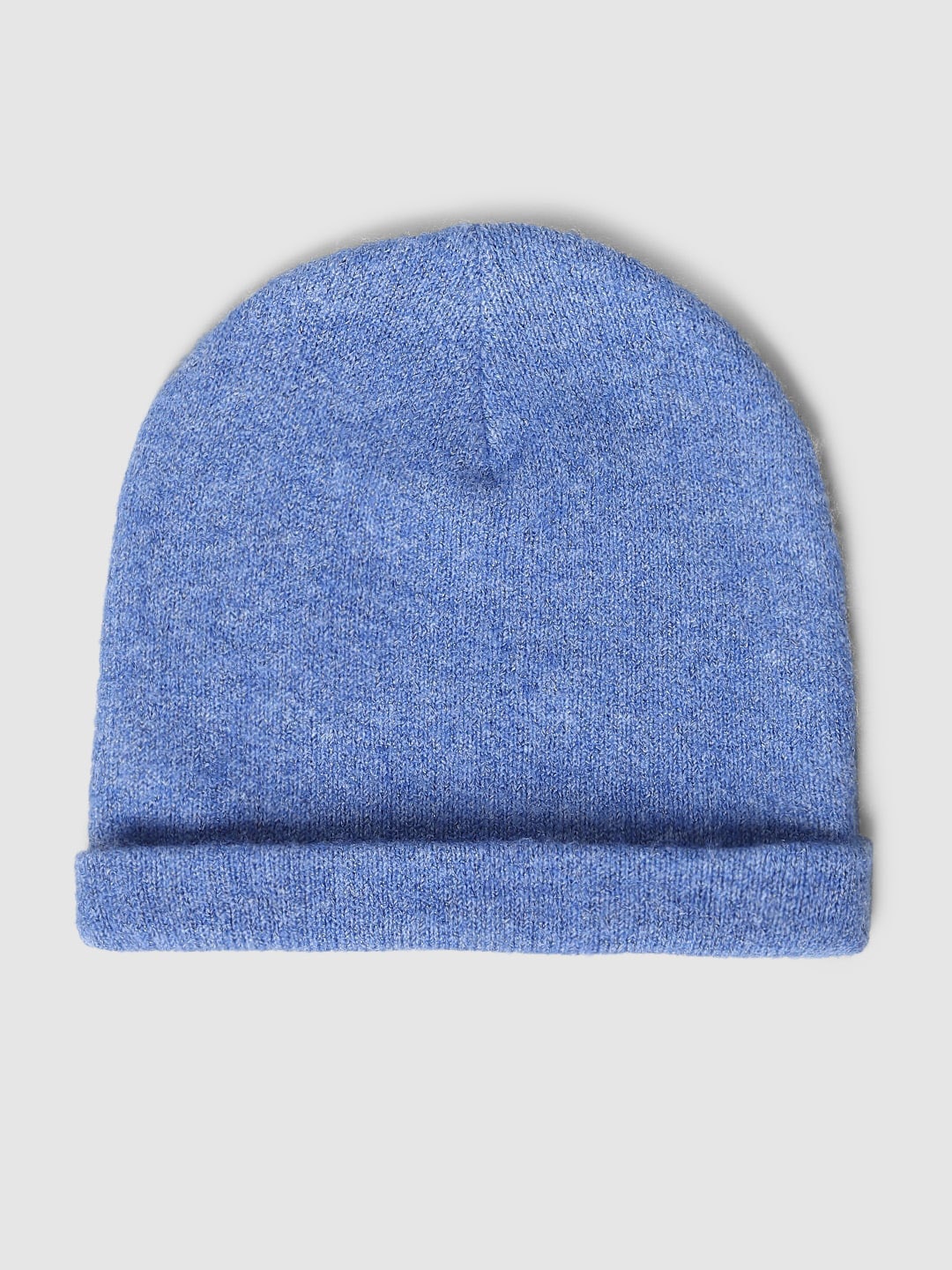 ONLY Women Self Design Beanie Cap, Blue