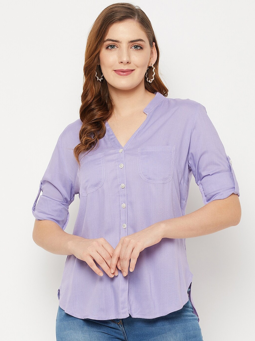 

Ruhaans Women Mauve Classic Casual Shirt