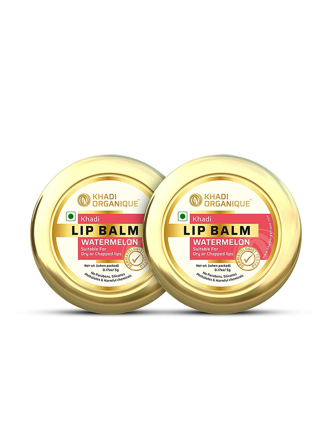 

Khadi Organique Set Of 2 Watermelon Lip Balm with Aloe Vera & Shea Butter - 5g Each, Transparent