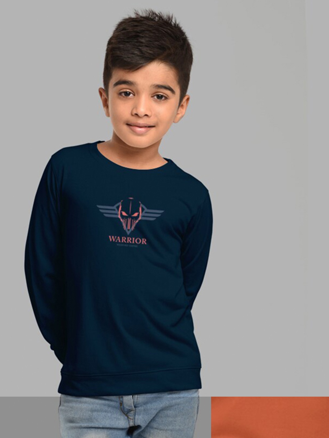 

HELLCAT Boys Pack Of 2 Navy Blue & Orange Printed Cotton T-shirt