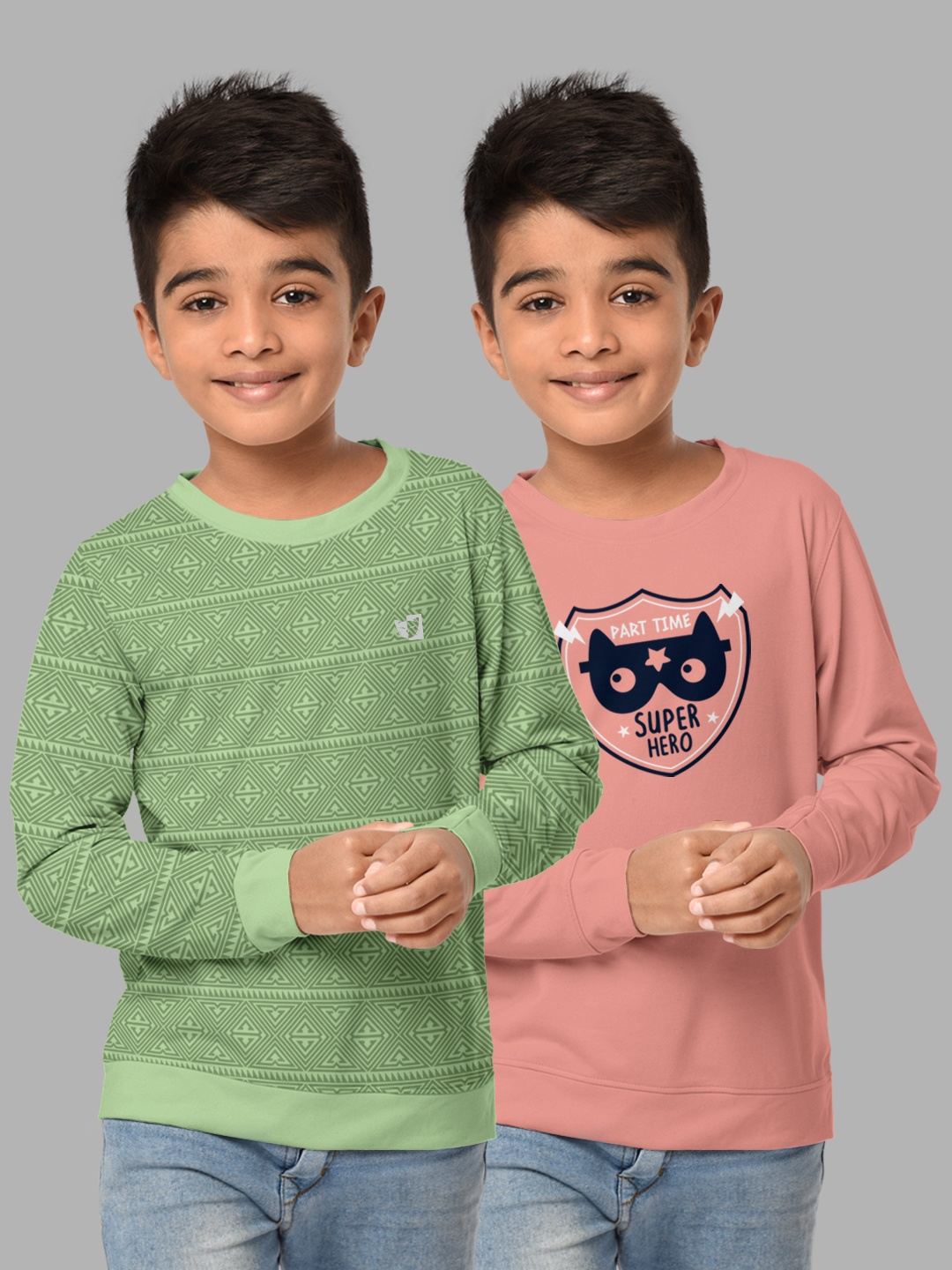 

HELLCAT Boys Pink & Green Pack Of 2 Printed T-shirt