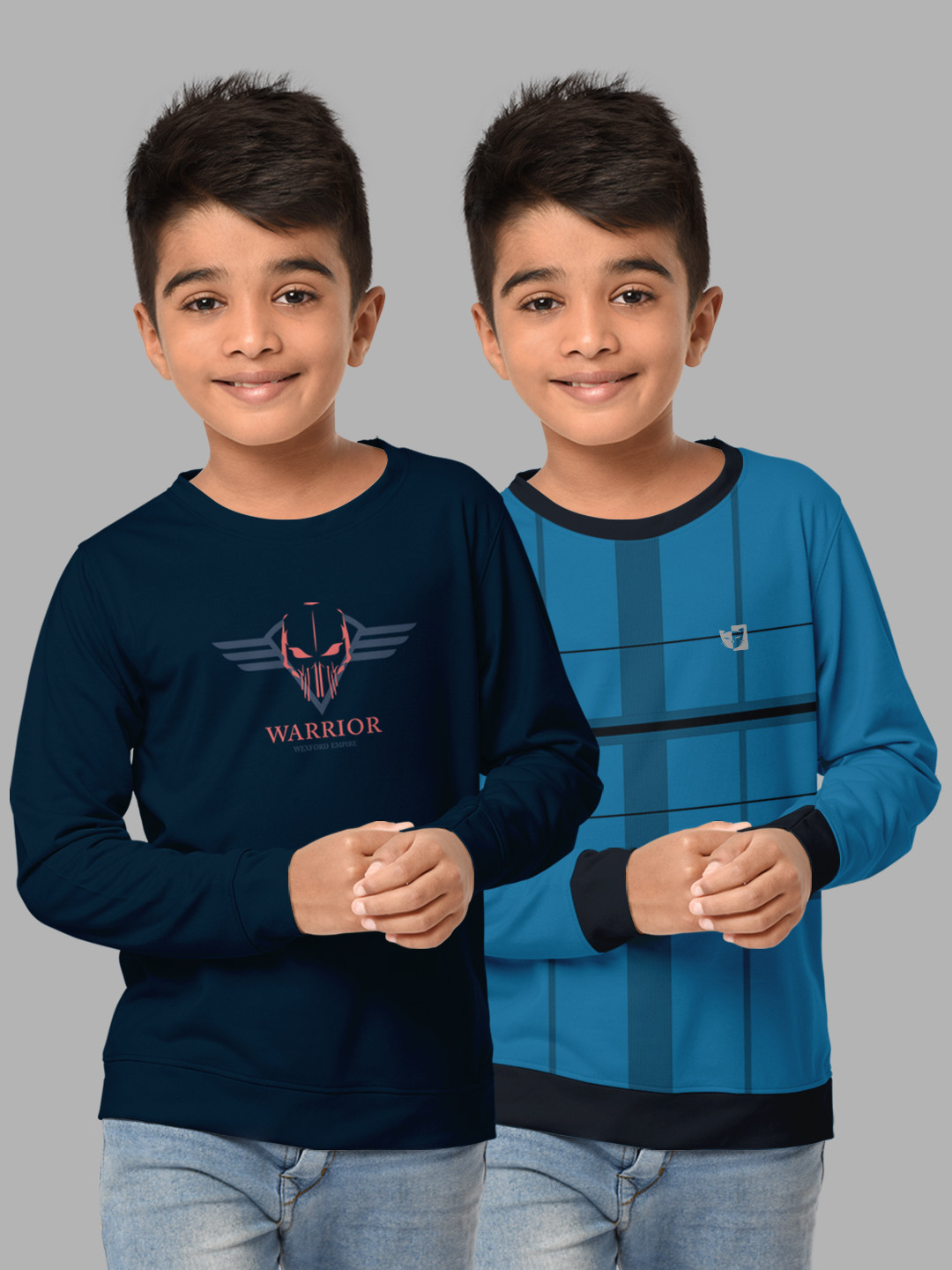 

HELLCAT Boys Pack Of 2 Turquoise Blue & Navy Blue Printed T-shirt