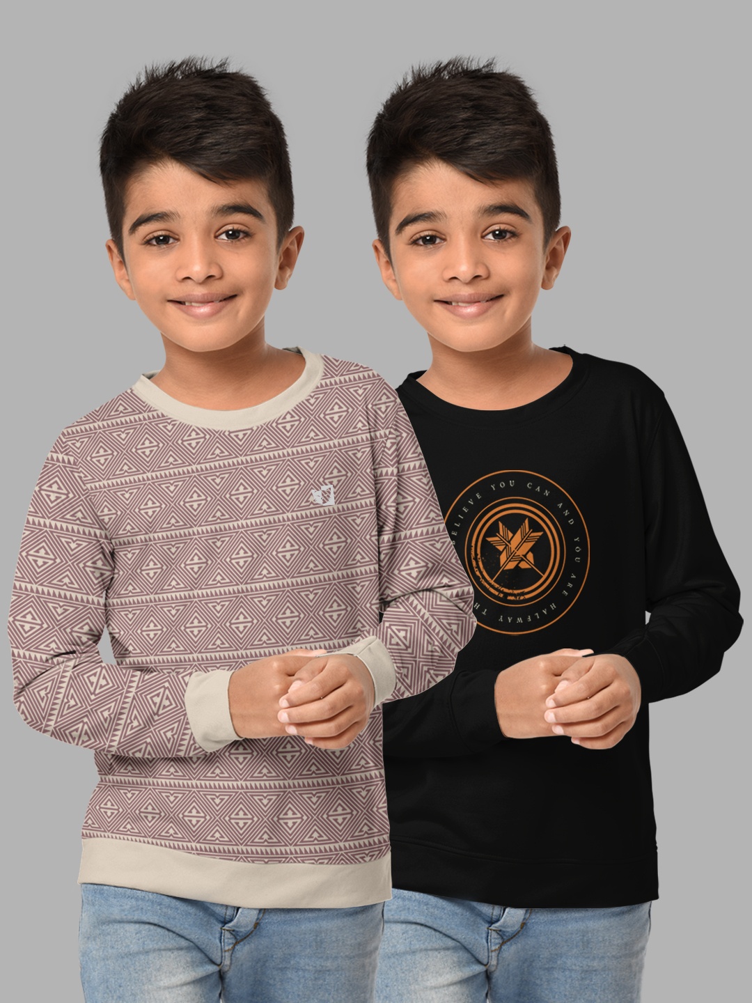 

HELLCAT Boys Beige & Black Pack Of 2 Printed T-shirt