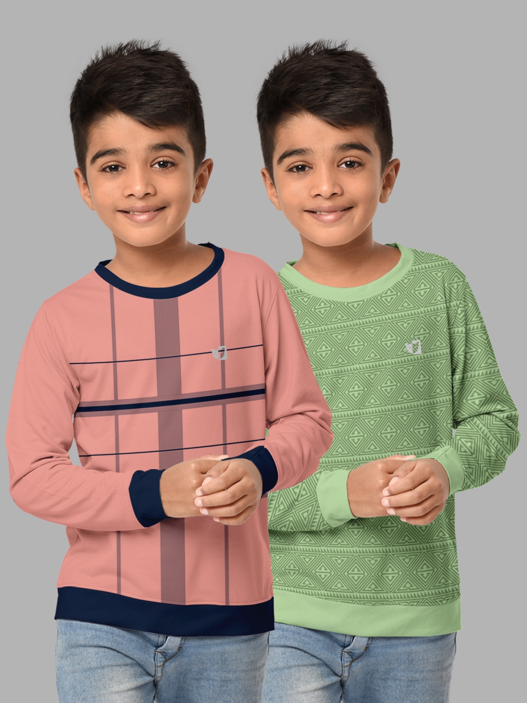 

HELLCAT Boys Green & Pink Pack Of 2 Printed Cotton T-shirt