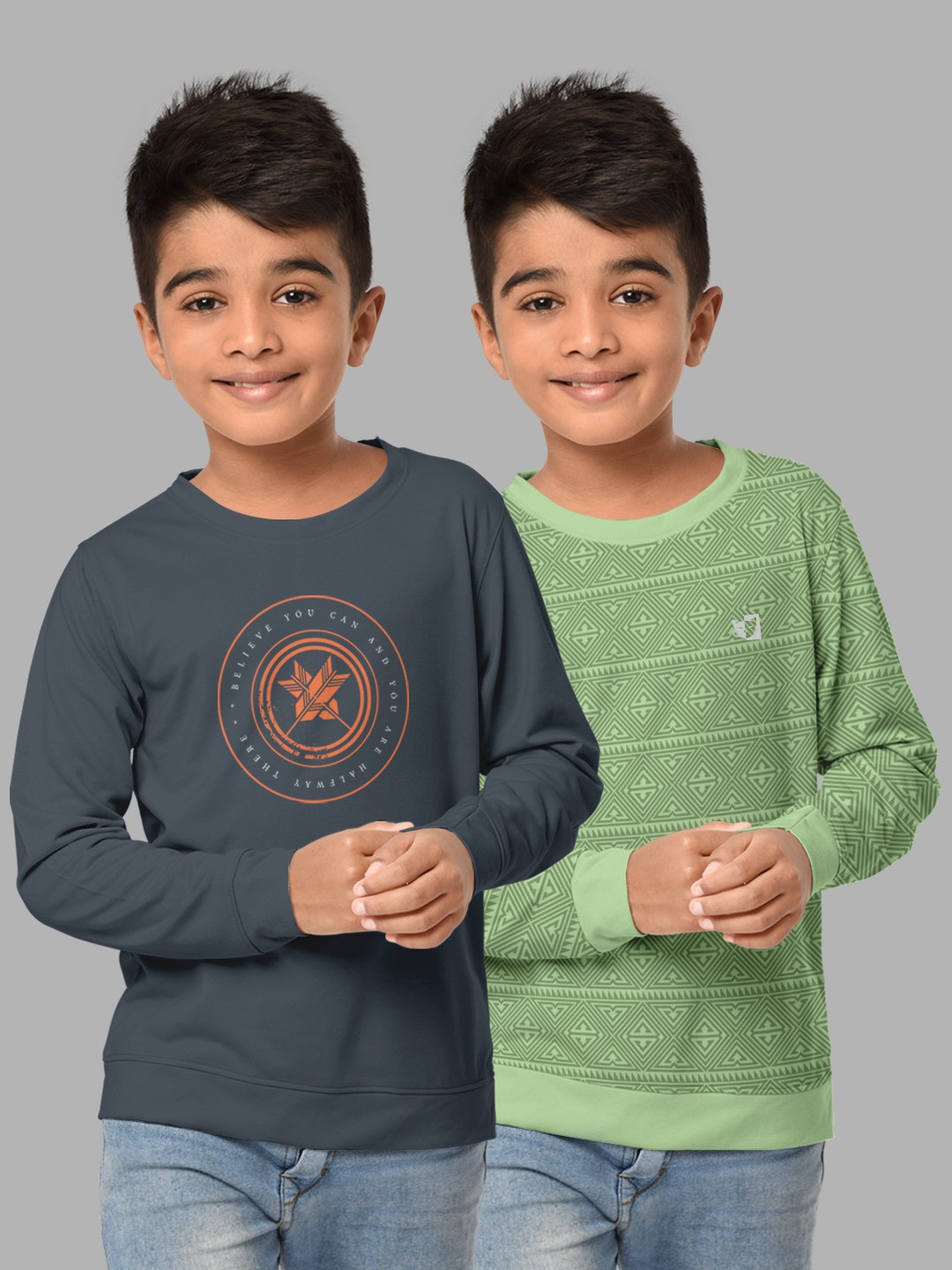 

HELLCAT Boys Green & Charcoal Pack Of 2 Printed T-shirt