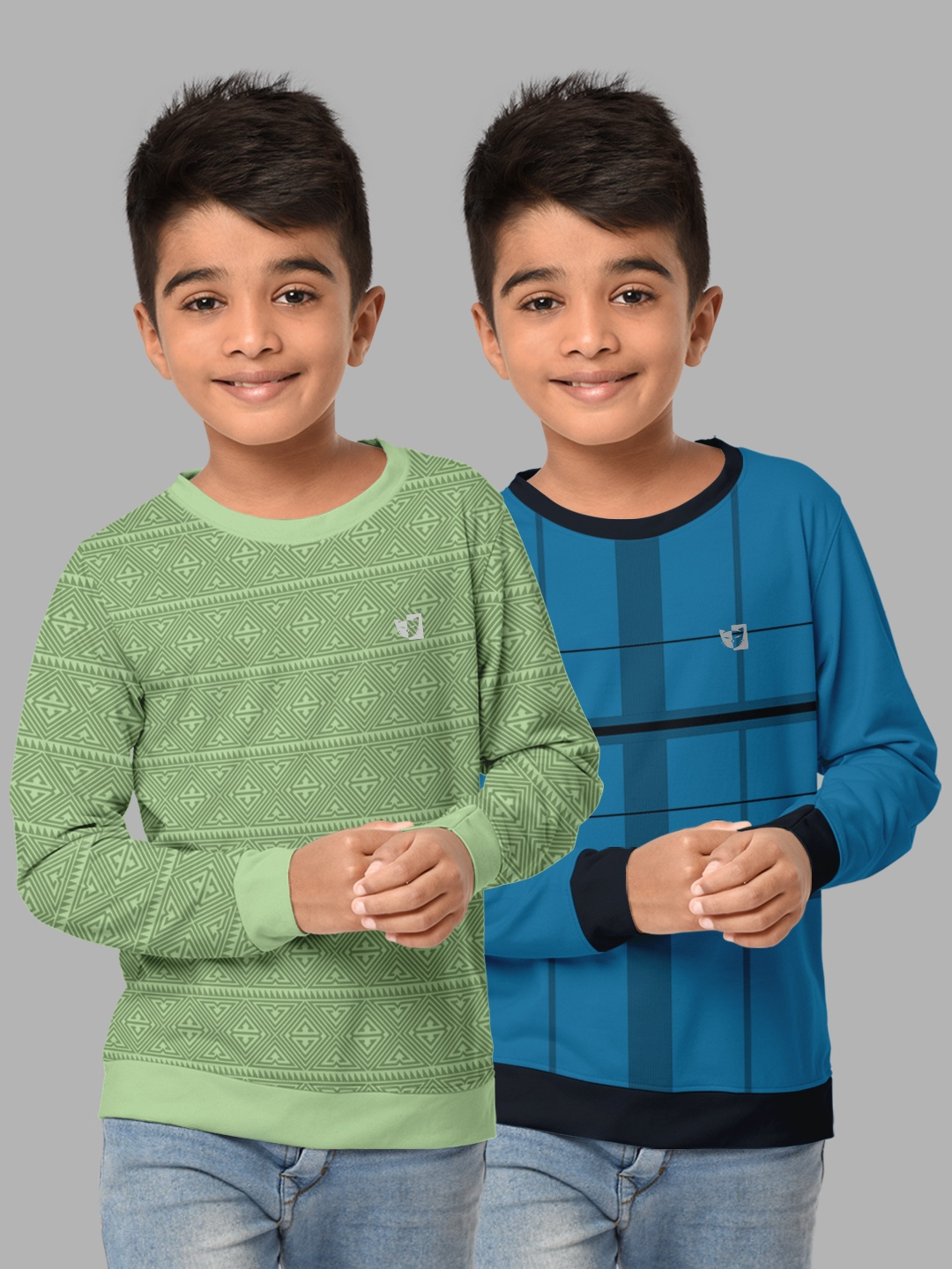 

HELLCAT Boys Green & Turquoise Blue Pack Of 2 Printed T-shirt