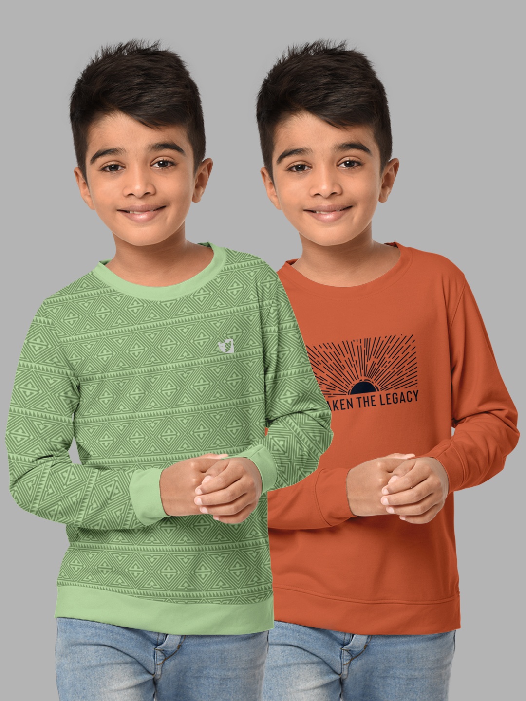 

HELLCAT Boys Green & Orange Pack Of 2 Printed T-shirt